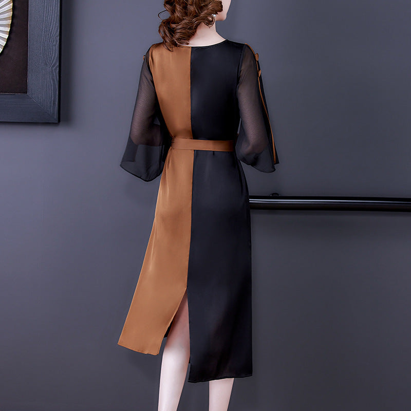 Silk Dress Color Matching Retro Temperament