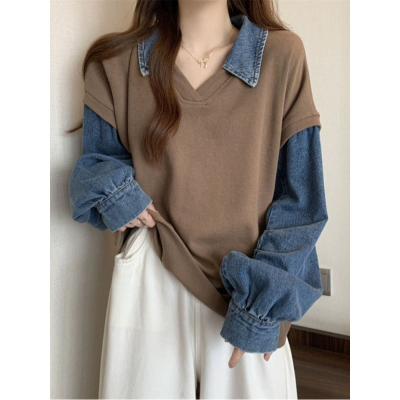 Denim Illusion Elegance Sweater
