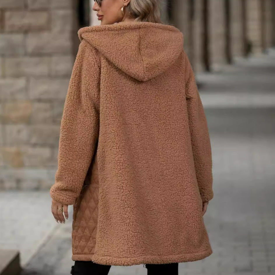 PlushEase Zipper Hooded Coat