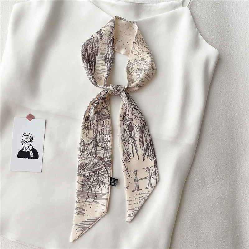 Women's Fashion Creative Letters Silk Scarf