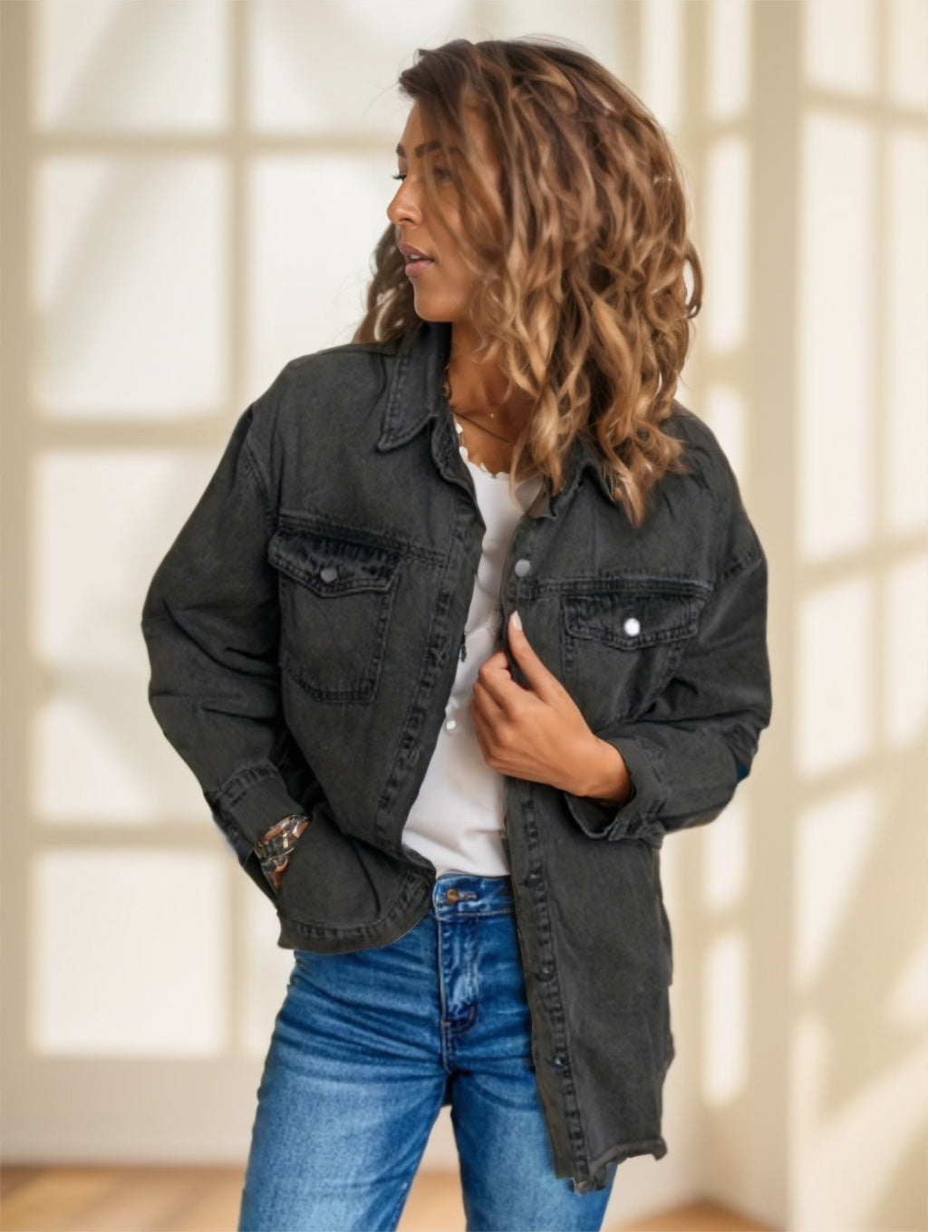 EdgeLoom Raw-Hem Denim Shirt