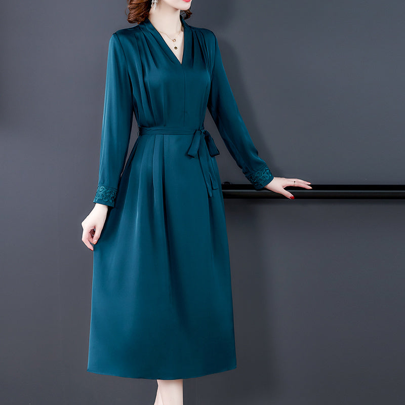Heavy Silk Long-sleeved Dress Silk Spring Dress