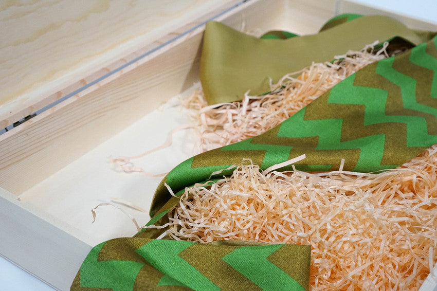 Green geometric silk scarf