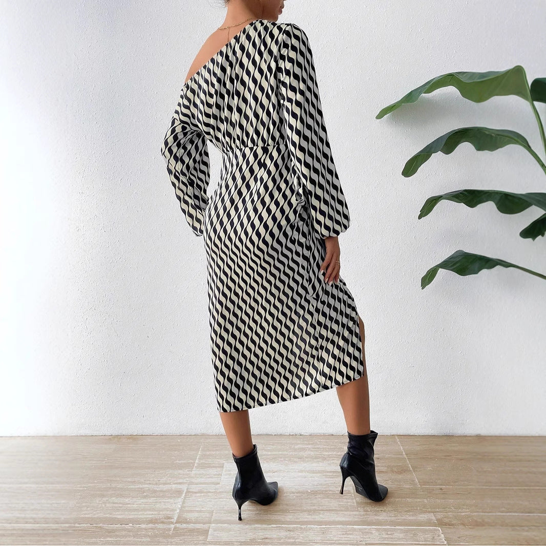 The Riviera Stripe Drape Dress