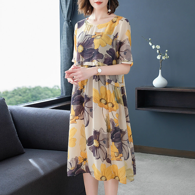 High-end loose plus size silk dress