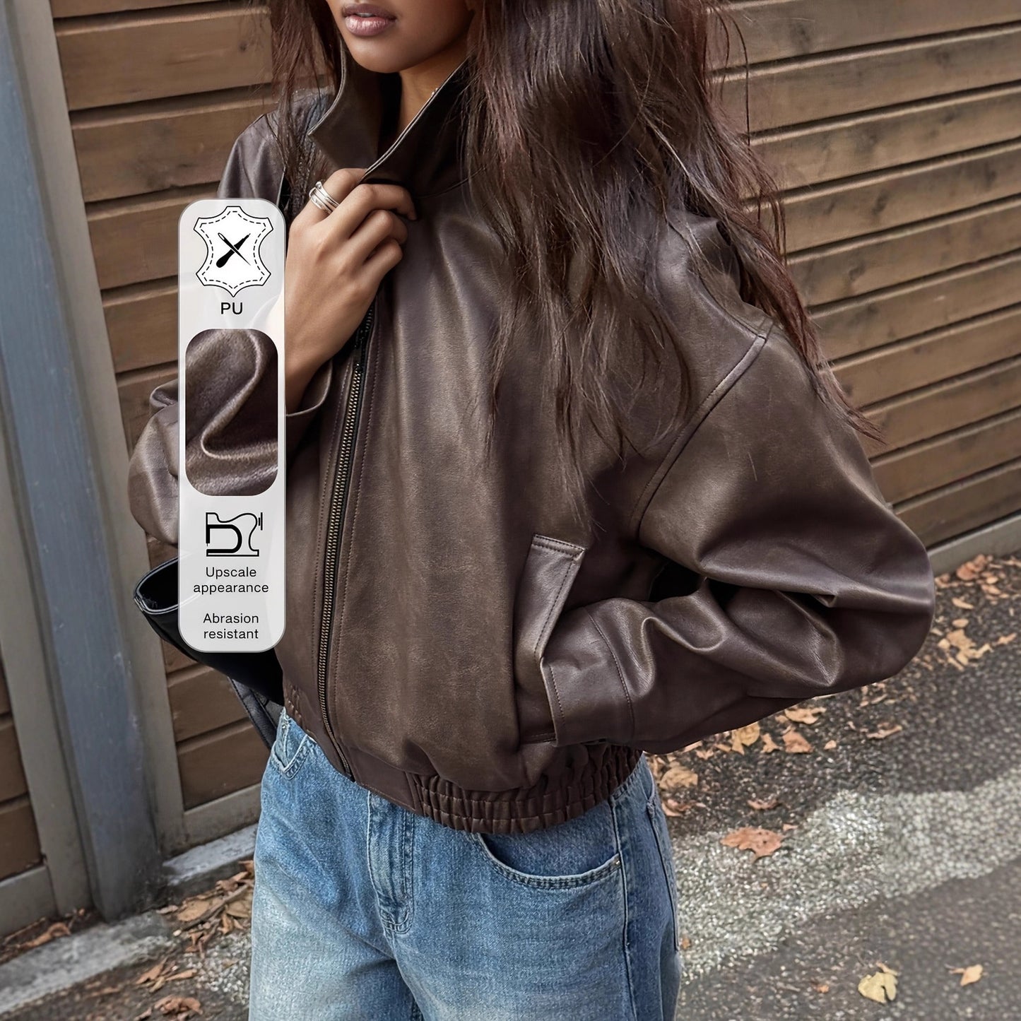 VintageAura Longline Leather Jacket