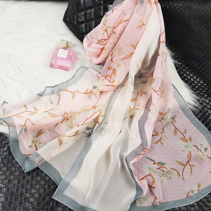 Summer Women's Sunscreen Long Silk Scarf