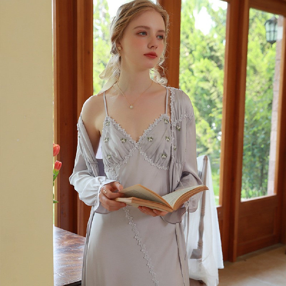 Women's Sexy Ice Silk Suspender Pajamas