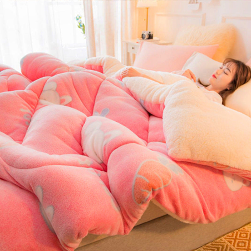Silk Cotton Quilt Thickened Warm Lamb Fleece