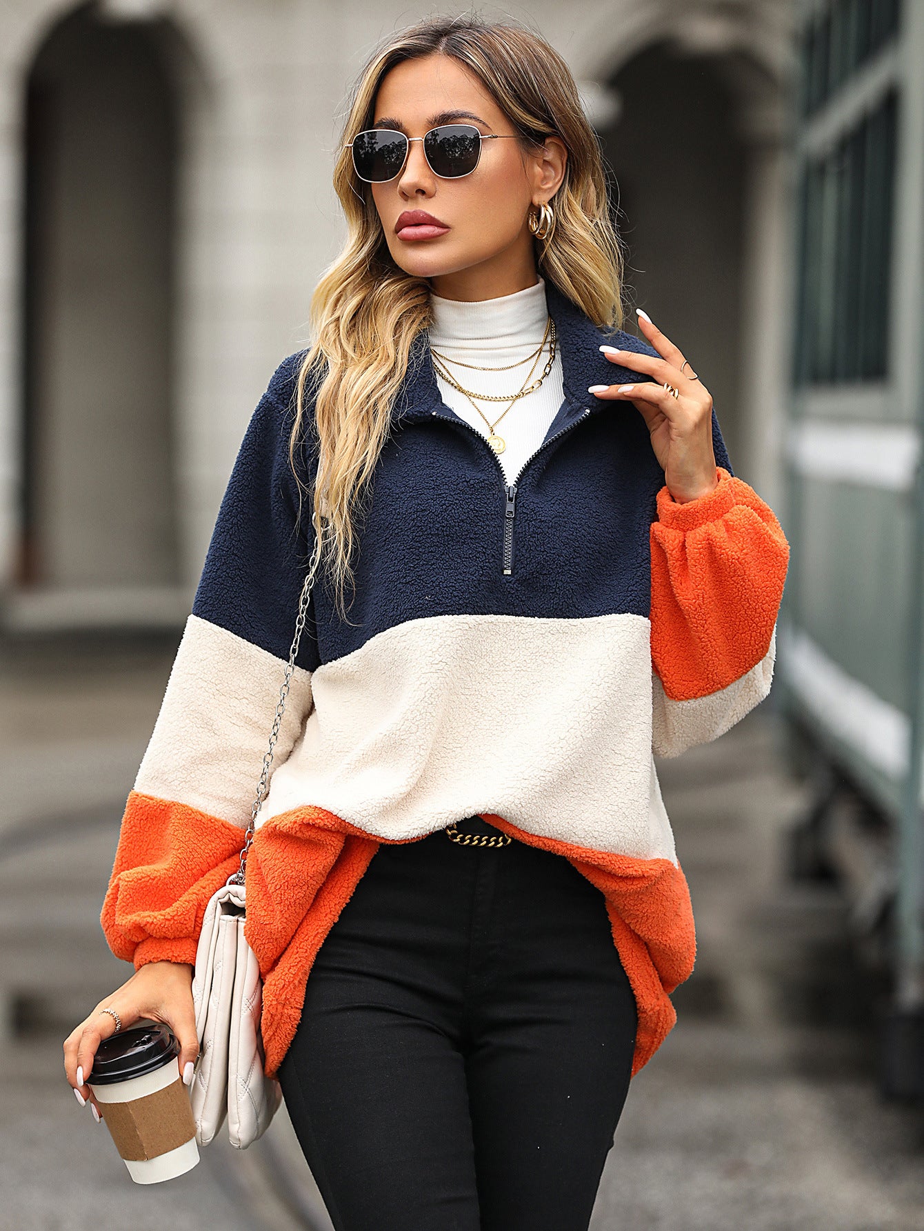 VelvetStripe Patchwork Pullover