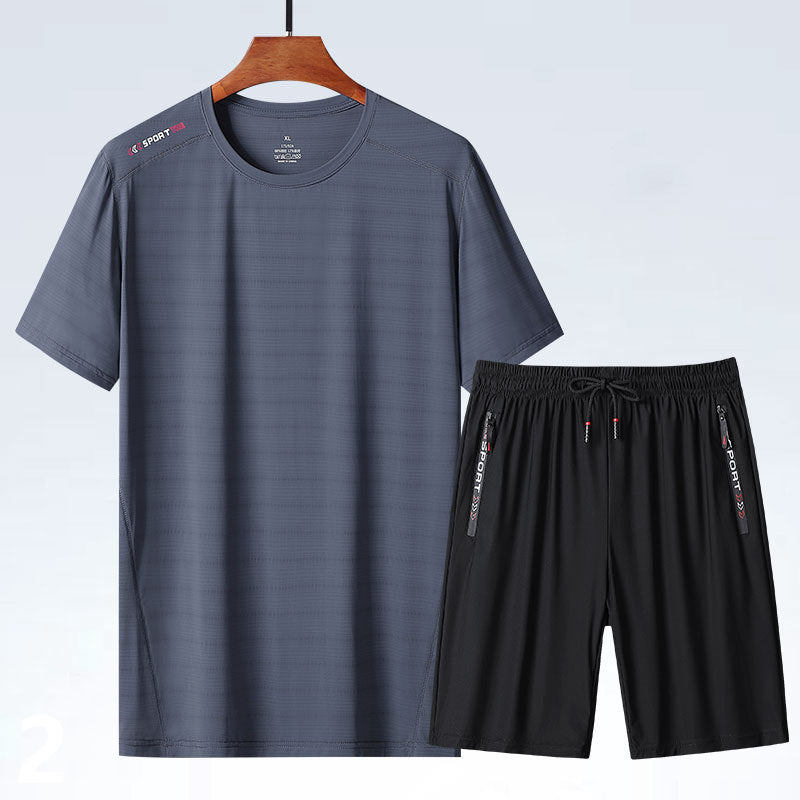 Men's Ice Silk T-shirt Sports Suit