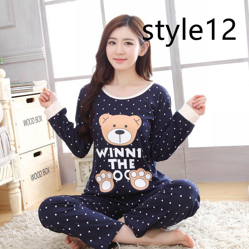 Milk Silk Cartoon Long-sleeved Trousers Ladies Home Service Suit