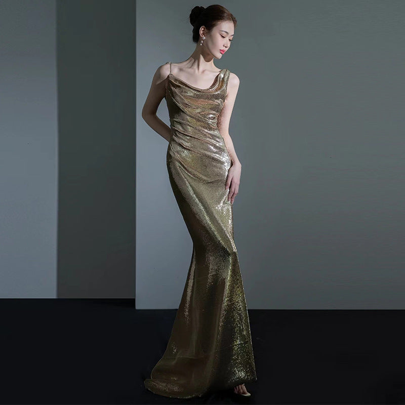 Siren Dusk – Sequin Backless Fishtail Gown