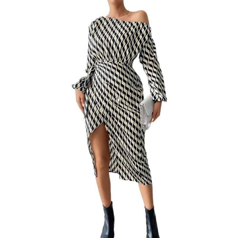 The Riviera Stripe Drape Dress