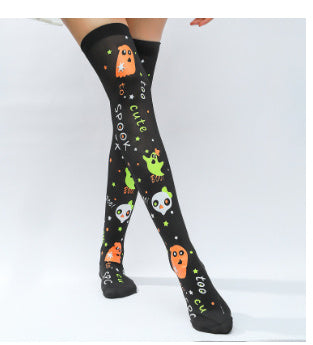 Black Silk Screen Foot Knee Socks