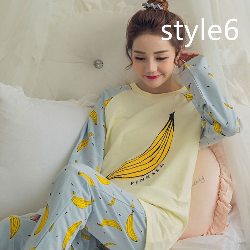 Milk Silk Cartoon Long-sleeved Trousers Ladies Home Service Suit