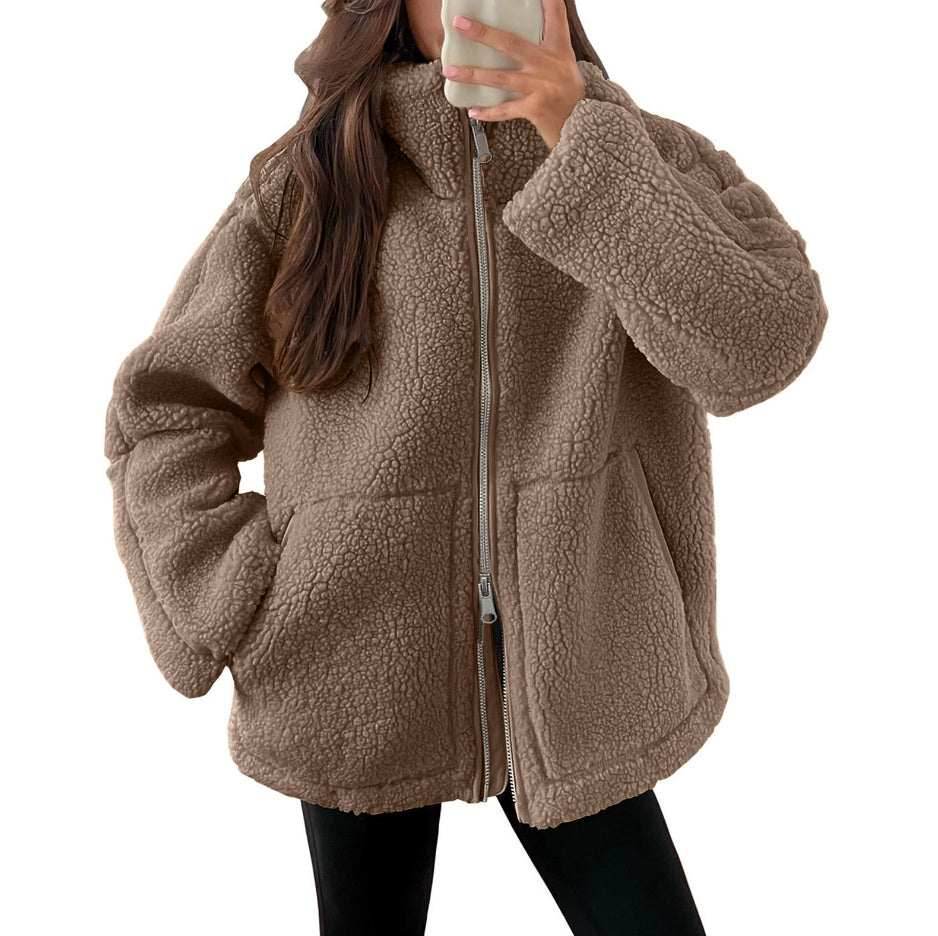 CozyLuxe Zip-Up Fleece Coat