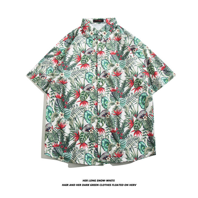 Hawaiian Ice Silk Short Sleeve Shirt Men
