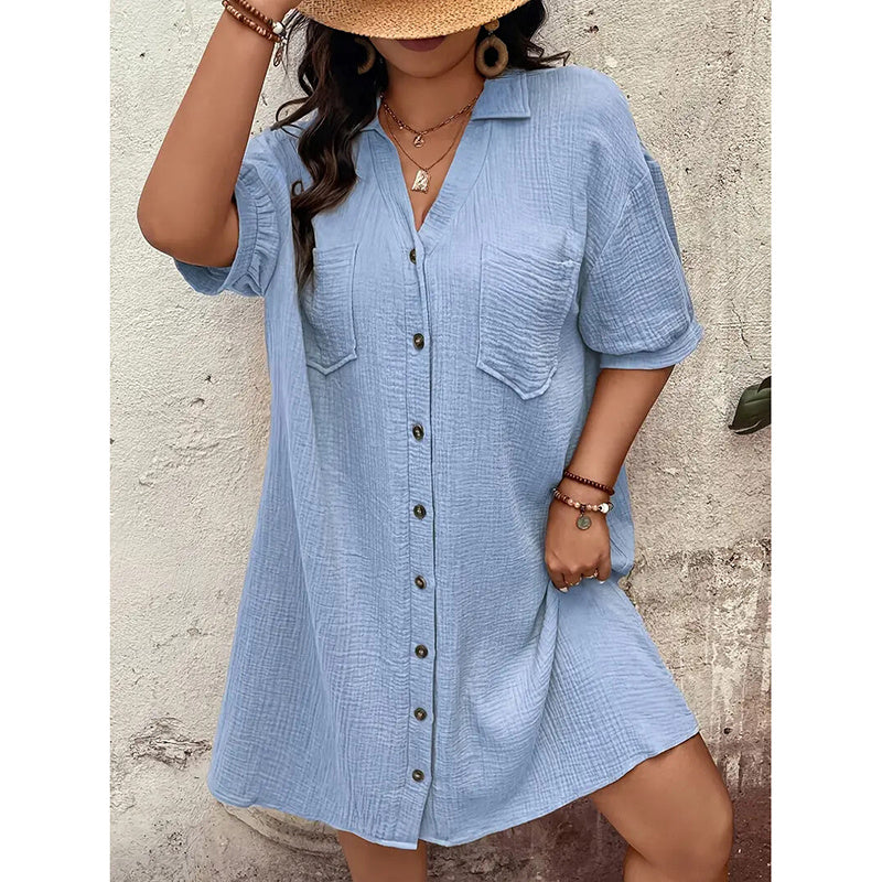 Coastal Ease Cotton Shirt Dress