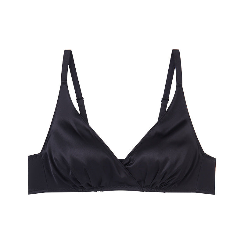 Double-sided Gathering Bra Frameless Bright Silk Underwear