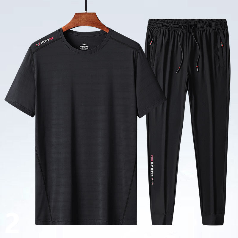 Men's Ice Silk T-shirt Sports Suit
