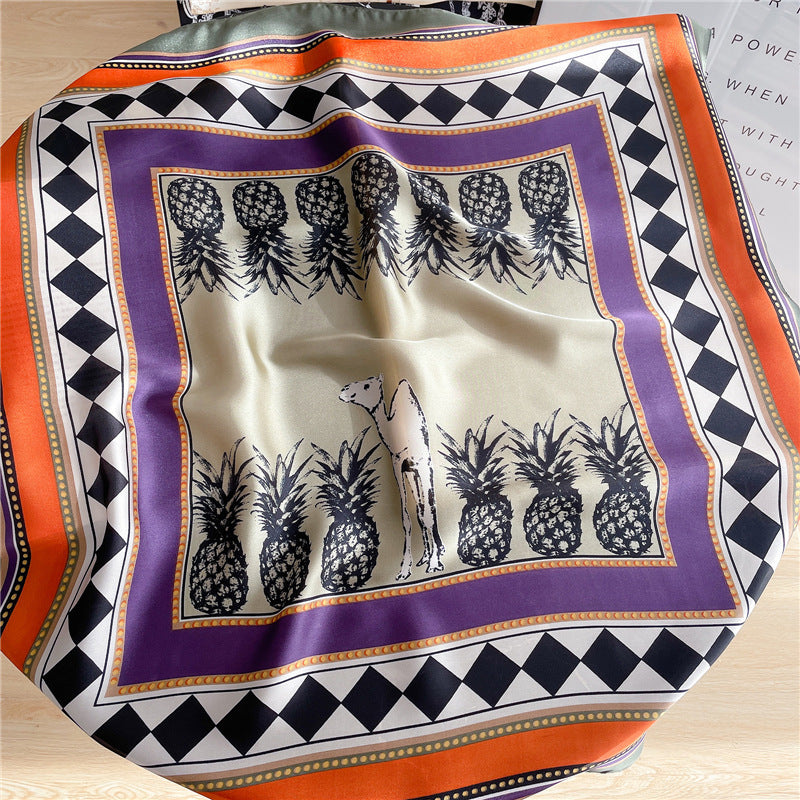 Women's Striped Silk Scarf Color Matching Versatile Printing Silk