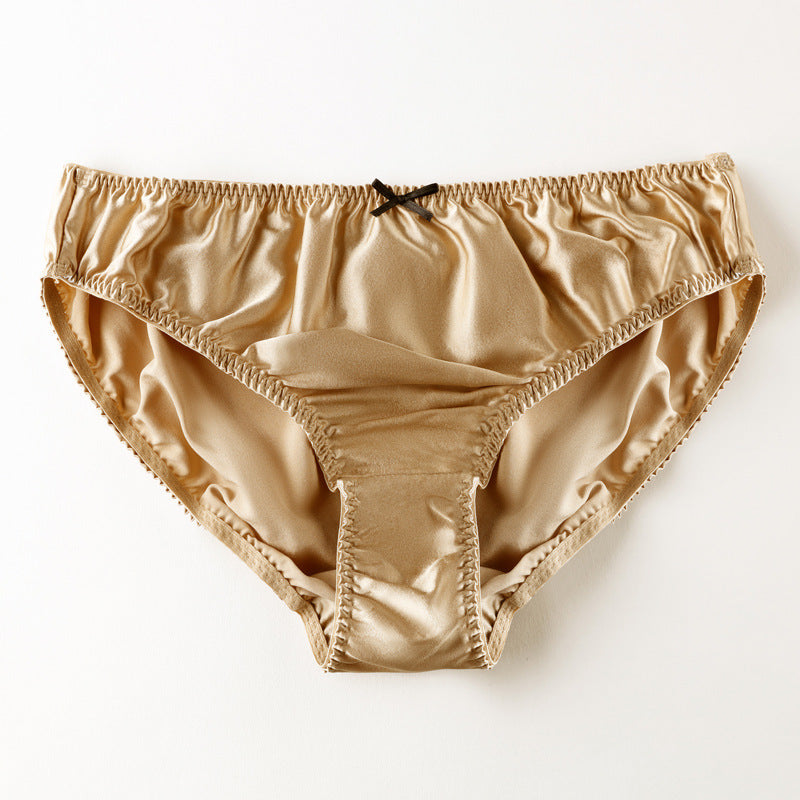 Women's Simple Small Bowknot Solid Color Silk Briefs
