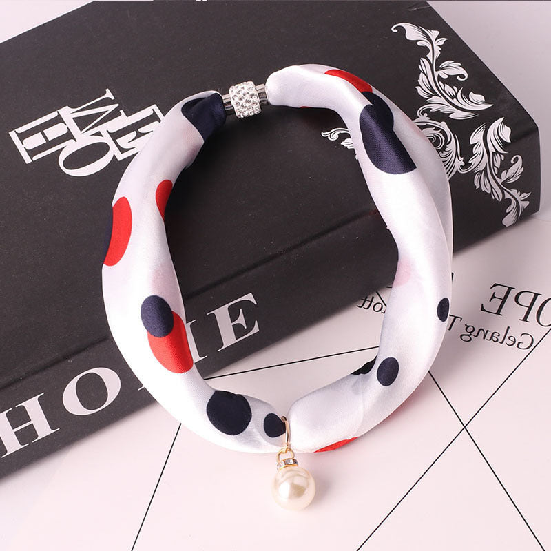 Women's Fashion Print Embellished Silk Scarf