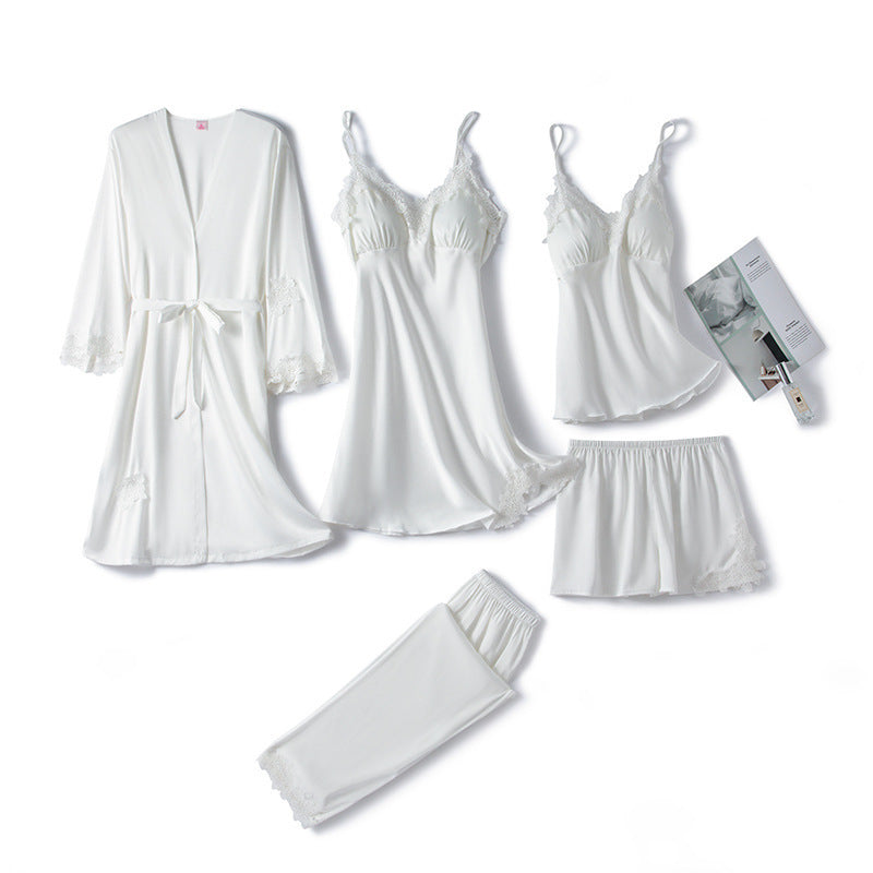 Summer Ice Silk Ladies Nightgown With Chest Pad