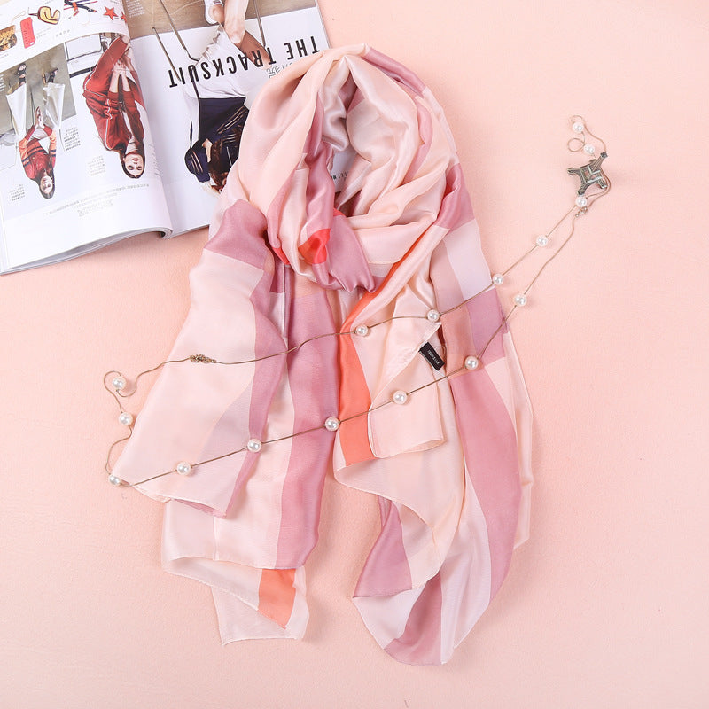 European And American Long Silk Ladies Scarf Color