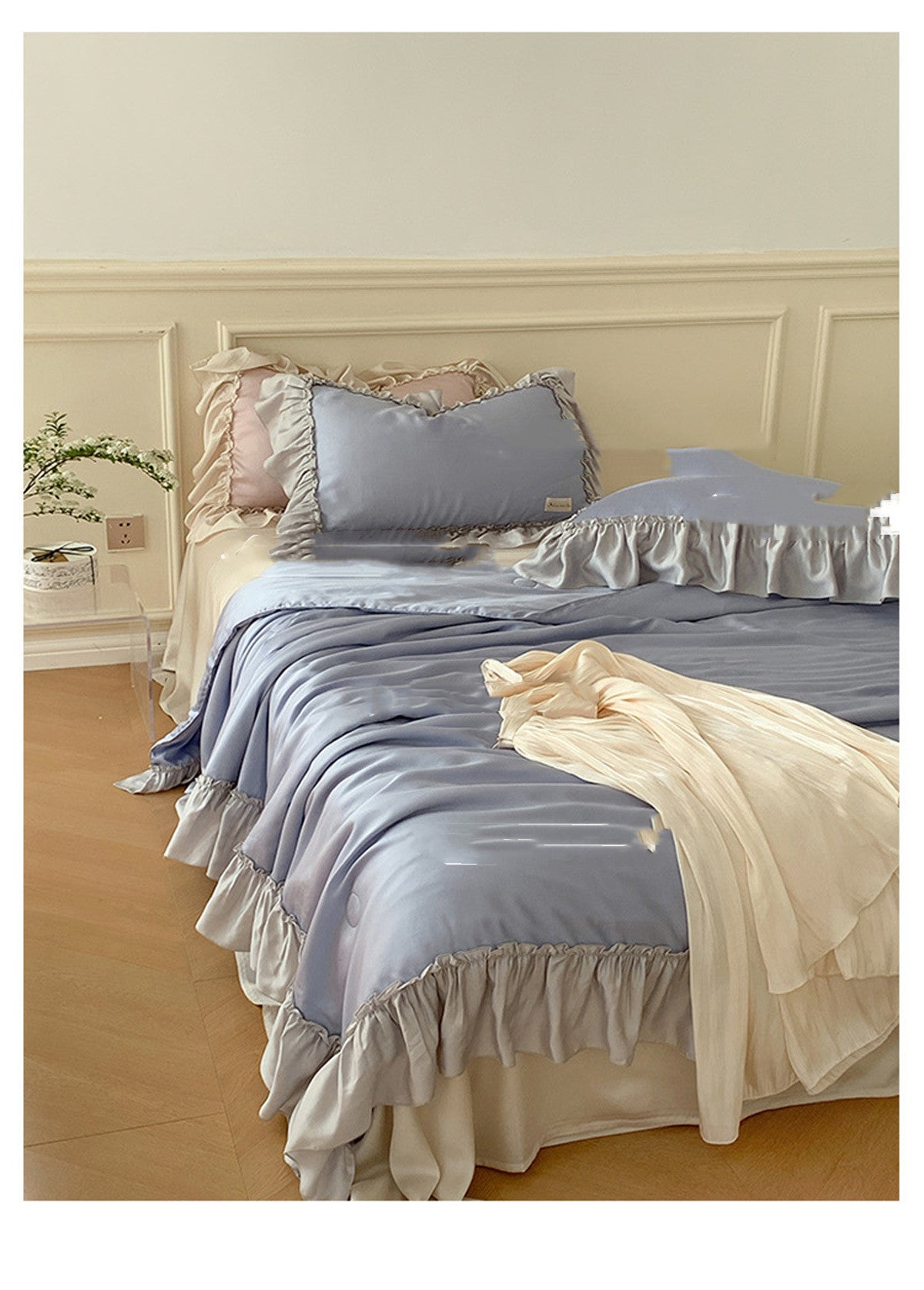 French Lotus Leaf Girl Ins Ice Silk Four-piece Set