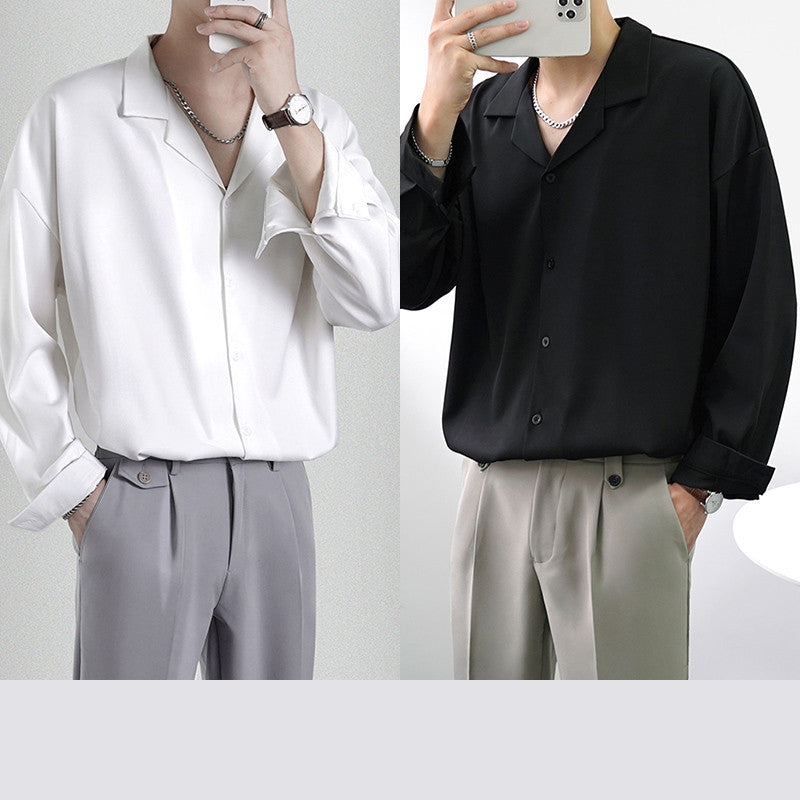 Men's Loose Casual Draped Ice Silk Shirt