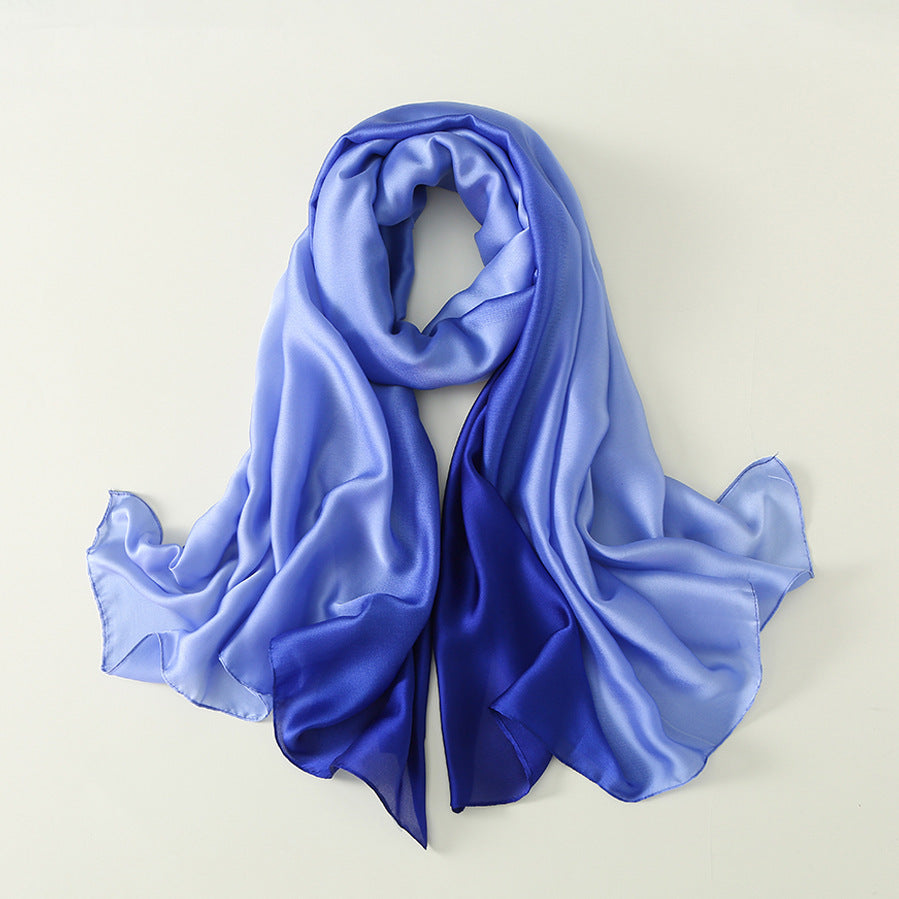 Gradient Silk Scarf Transition Color Lady