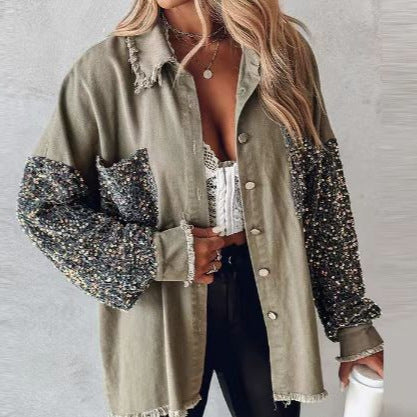 StarDust Sequin Denim Tassel Coat