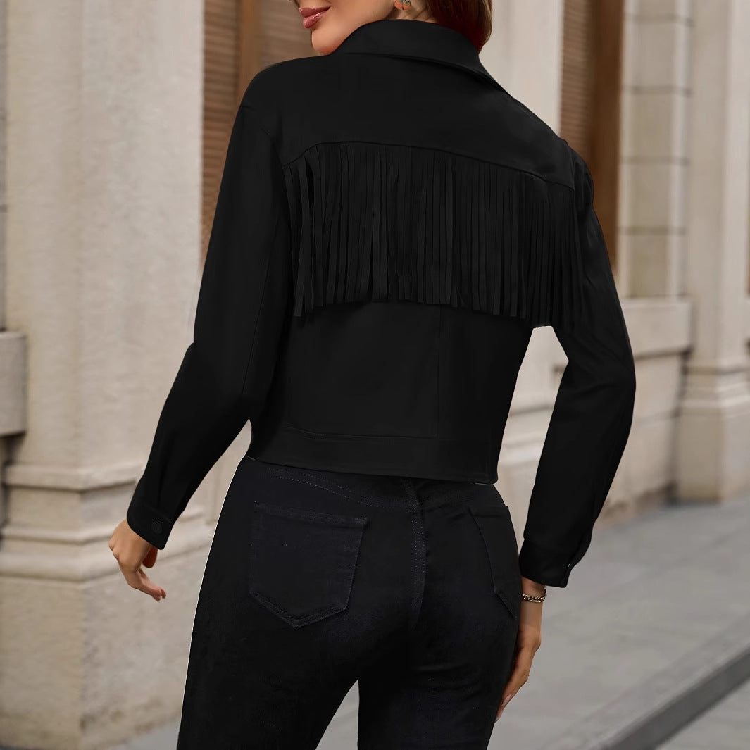 FringeVibe Zip-Up Casual Jacket