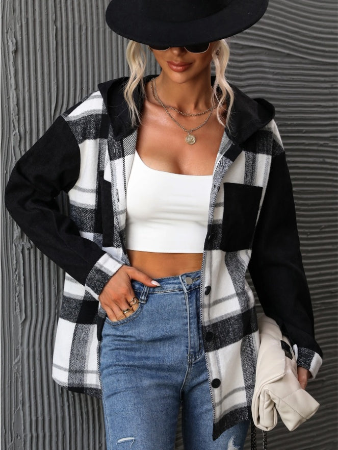 PlaidHaven Hooded Drape Coat