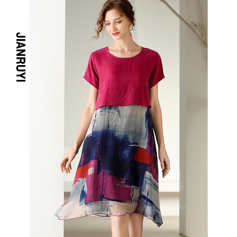 Plus Size Fashion Slimming Summer Silk Dress