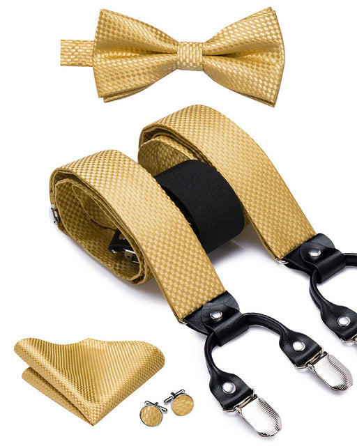 Luxury Silk Men's Sling Leather Metal 6-clip Bra