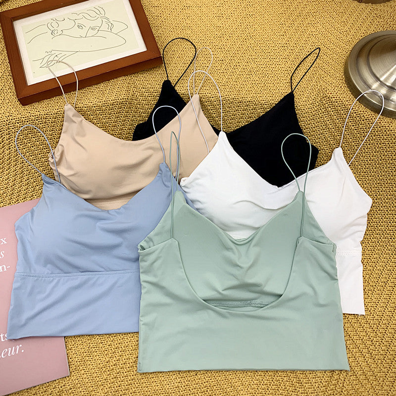 Summer Dress Bright Silk Beautiful Strap Chest Pad Wrap Chest Camisole