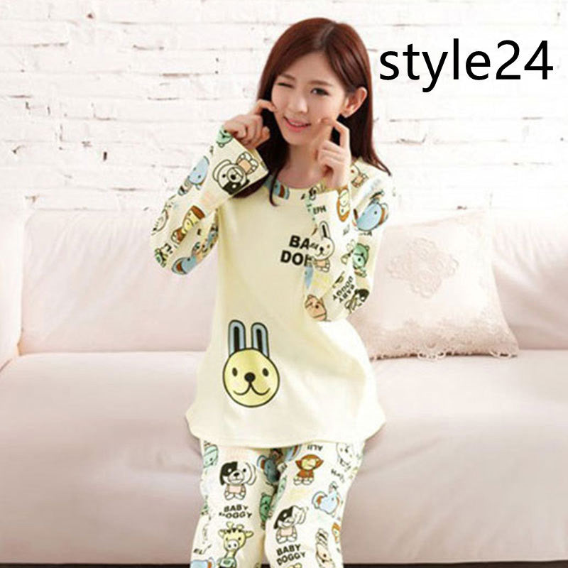 Milk Silk Cartoon Long-sleeved Trousers Ladies Home Service Suit