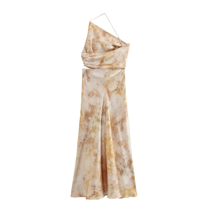 Design Printed Silk Satin Texture Dress