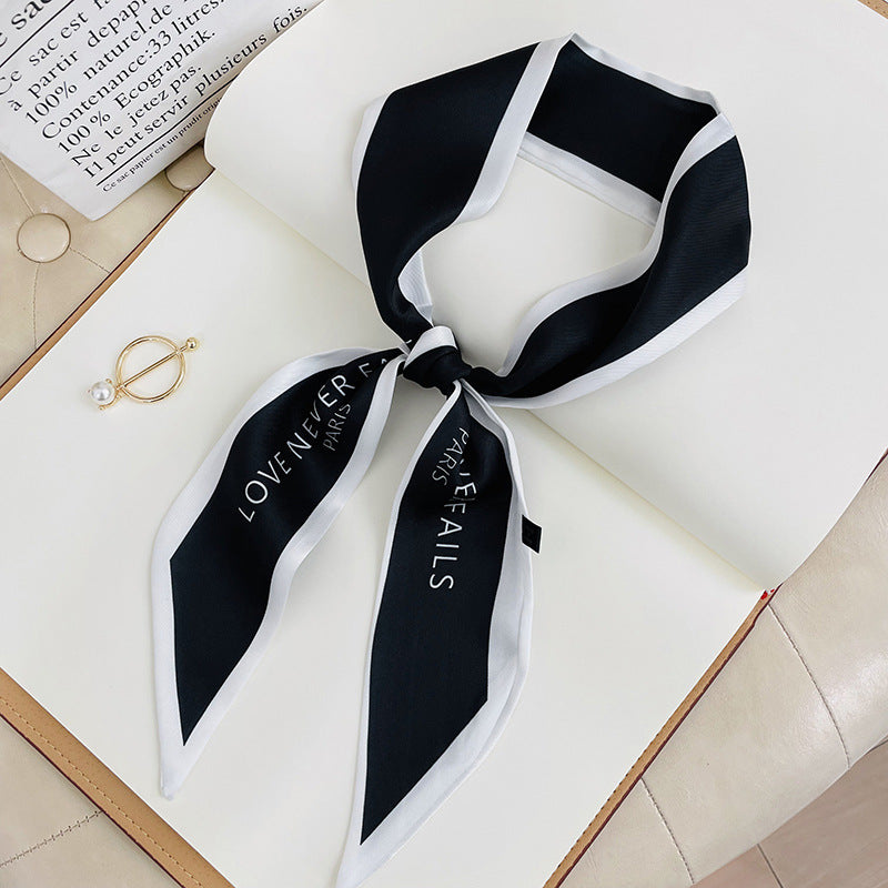 Double-sided Small Streamer Women Long Silk Scarf