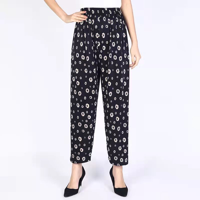 Women's Fashion Loose Casual Ice Silk Stretch Nine-quarter Pants