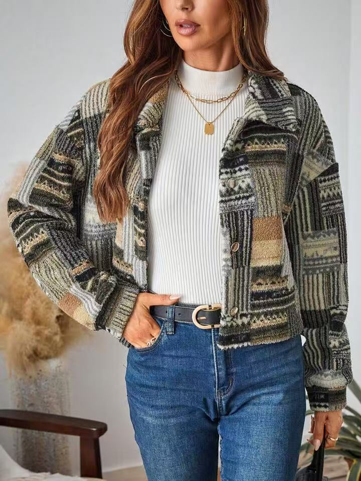 PlushVista Printed Cardigan Coat