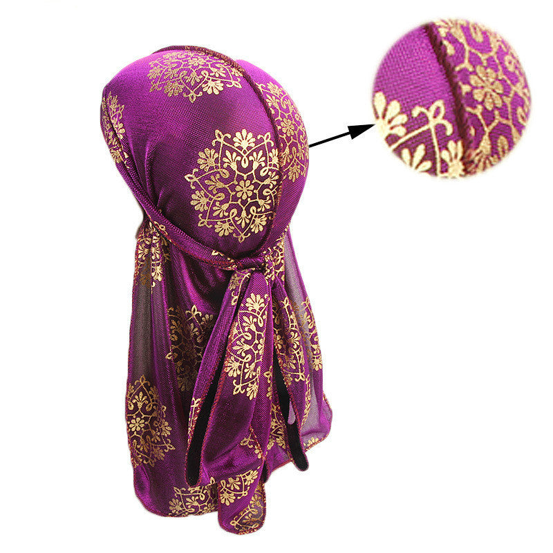 Bright silk cloth with ribbon package head cap