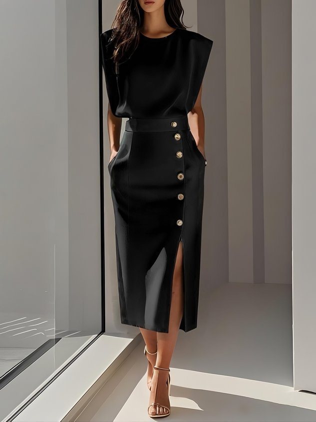 Solmira MetalSplit Midi Dress