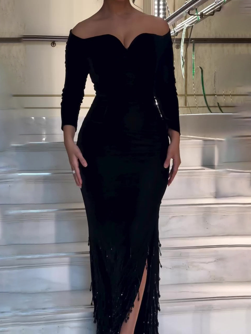 Midnight Mirage Fringe Dress