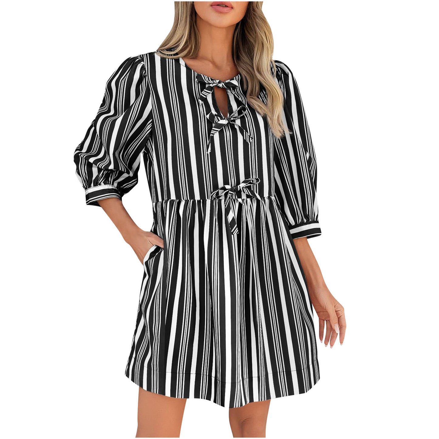 StripeWhim Bow-Tie Dress