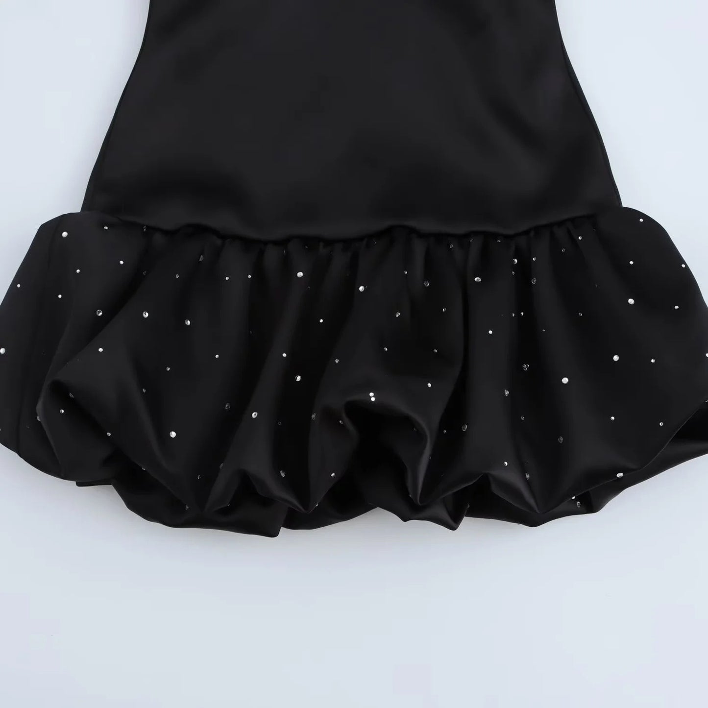Women's Fashion Rhinestone Silk Satin Dress