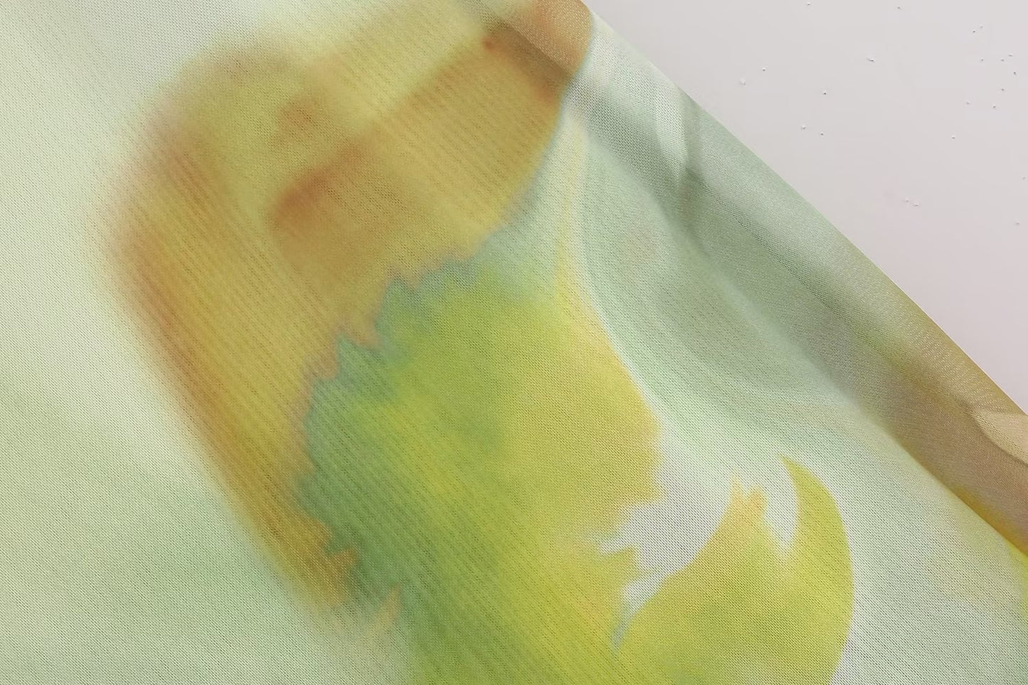 Laminated Decoration Printed Silk Net Dress